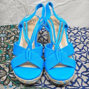 IMPO Stretch Teshia Bright Blue Espadrilles Wedge Sandals